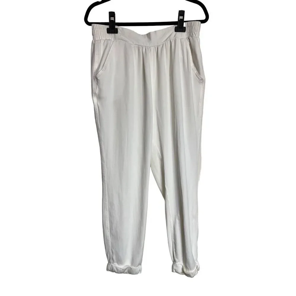 Splendid Sweatpants Womens‎ Size Large White Cozy Pull-on Jogger Pants Casual